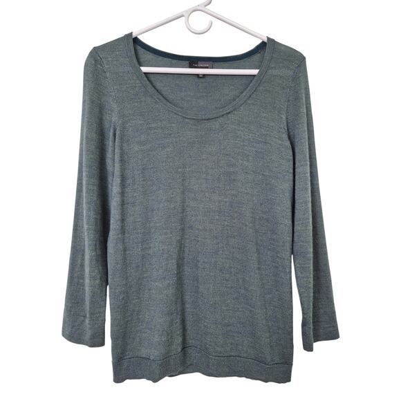 The Limited Womens Sweater Sz Med Wool Blend Green Heather Holiday Classic Layer - Picture 1 of 9